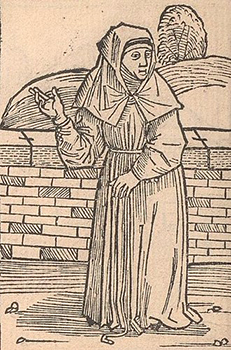 Matthäus Brandis, Print of a Beguine from His “Des Dodes Dantz” (1489).