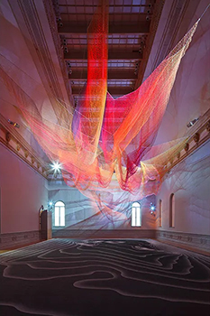 For 1.8, Janet Echelman used fibers developed originally for NASA spacesuits. Photograph by Ron Blunt/ Renwick Gallery/ SAAM.