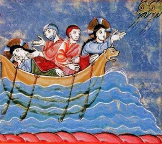 Jesus Calming the Storm — Irish Illuminated Manuscript, 11th Century