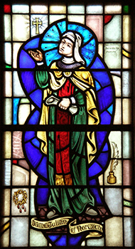 Dame Julian of Norwich Stained Glass (St. Chrysostom's Episcopal Church in Quincy, MA), photo by A K M Adam.