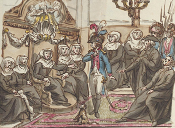 Pierre Goetsbloets, The Beguines of Brussels in 1796 Refusing to Accept a Priest Appointed by the French Revolutionaries (1797).